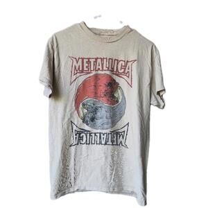 METALLICA YIN YANG PUSHEAD GRAPHIC T SHIRT  BEIGE BAND MUSIC SZ MEDIUM 🔥 METAL